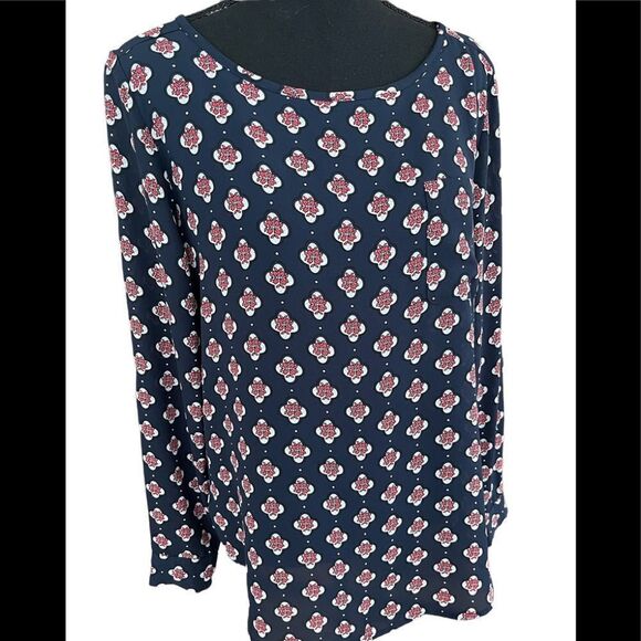Loft relaxed fit navy blue floral blouse , size S - Picture 1 of 6